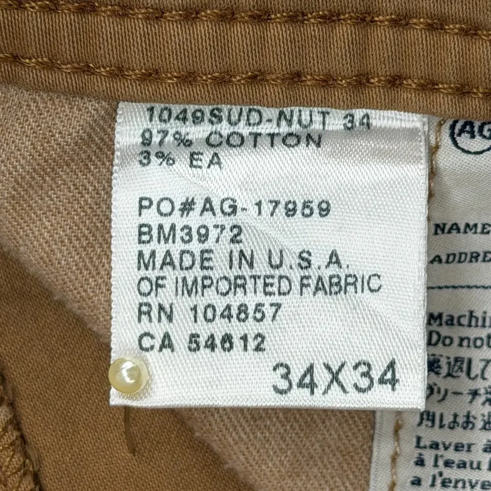 ADRIANO GOLDSCHMIED Jeans Mens 34x34 The Protege Stretch Cotton Brown USA VTG